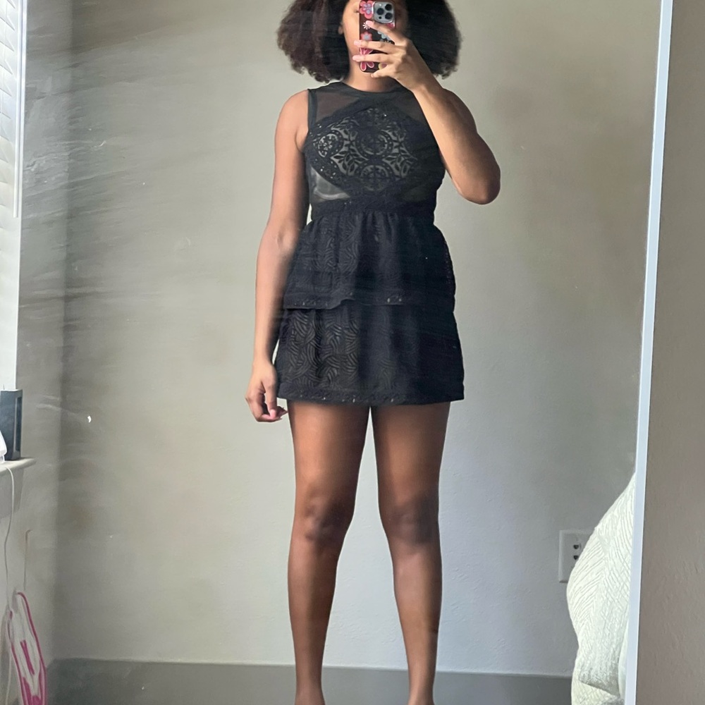 BCBGMaxAzria Black Lace Mini Dress